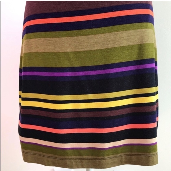 LOFT Cowl Neck Stripe 3/4 Sleeve Ruched Shift Dress LP - Picture 7 of 12